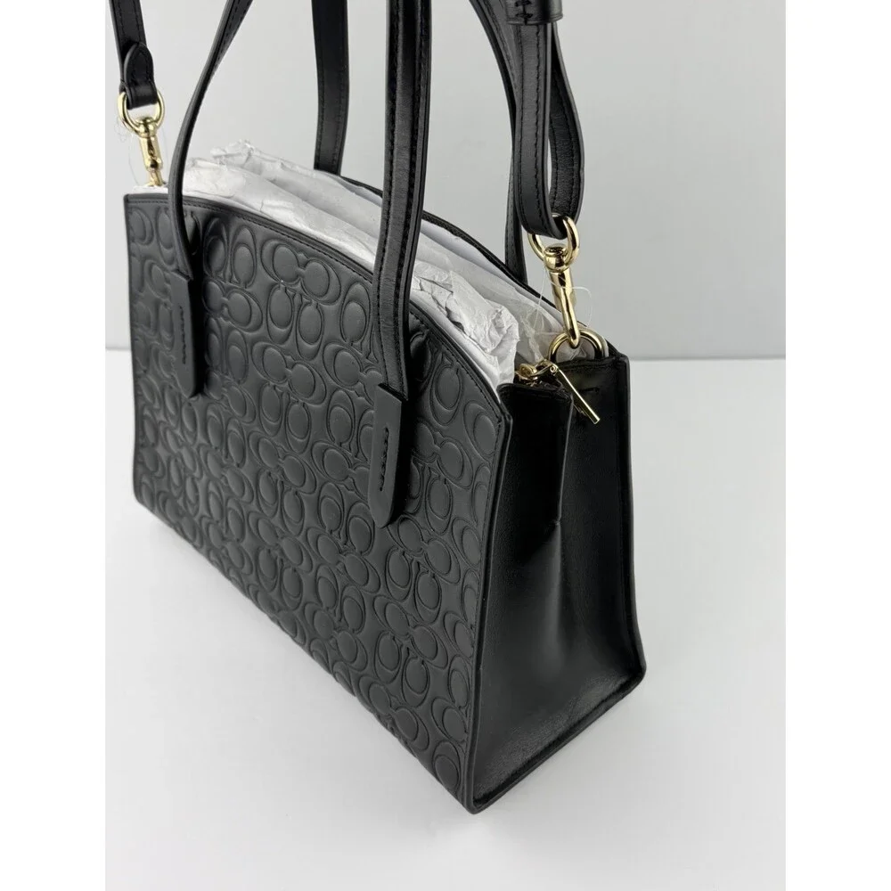 NEW Coach Charlie Carryall 28 Women's Signature Leather Shoulder Bag Black 51665